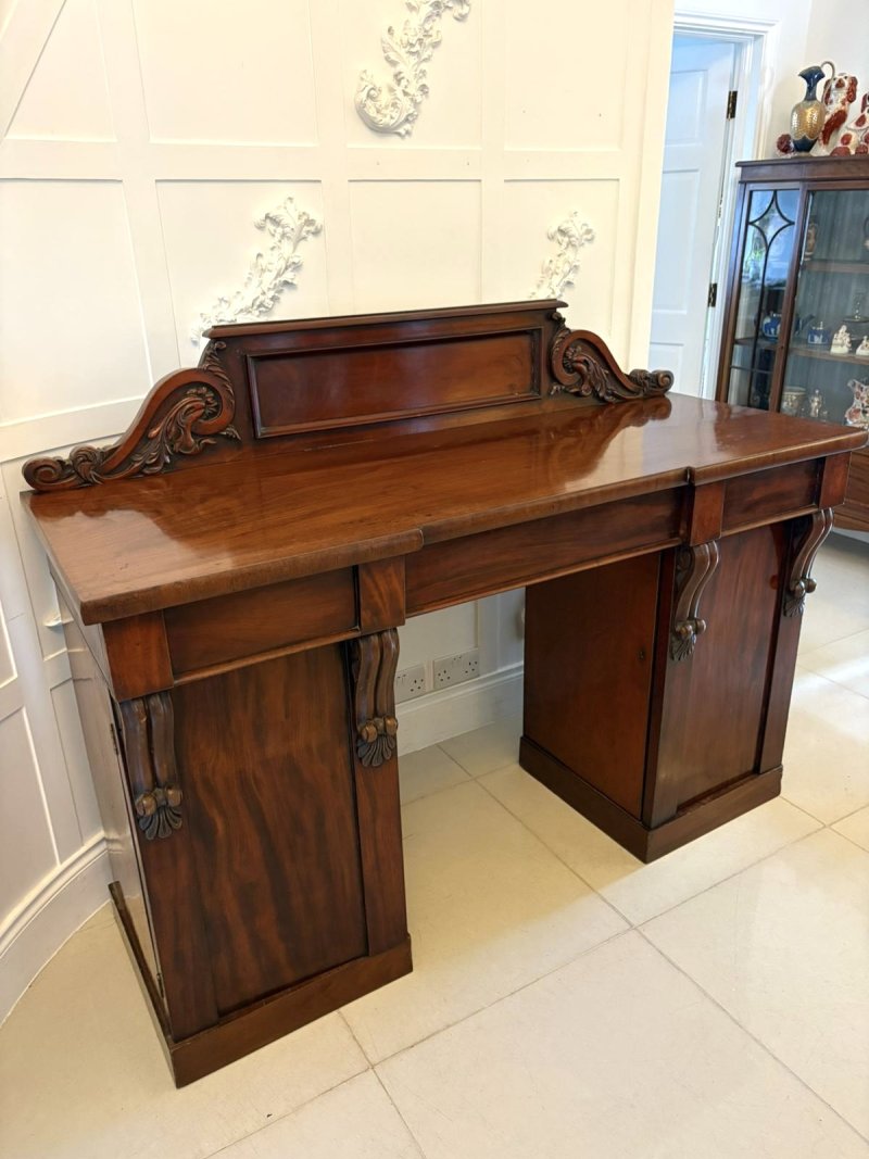 Antique Victorian Quality Carved Figured Mahogany Sideboard - Image 2